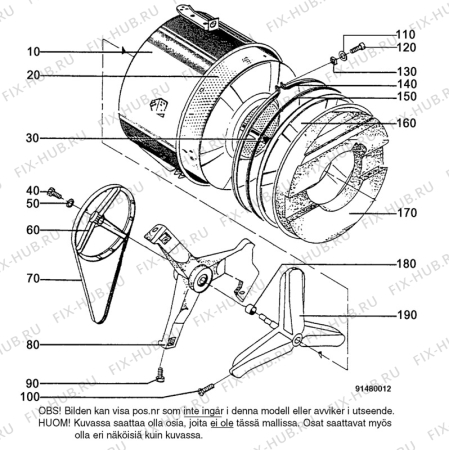 Взрыв-схема стиральной машины Aeg L617 - Схема узла W30 Drum DGN M